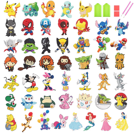 KOJEFCV cartoon diamond art stickers packaging showcases vibrant designs for kids.