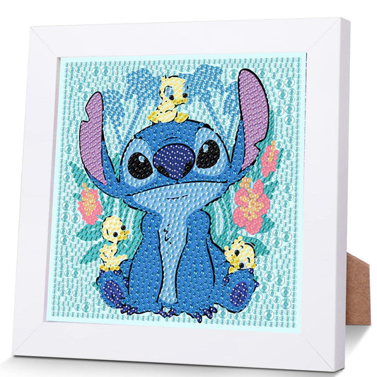KOJEFCV cartoon diamond art kit frame displays a ready-to-hang piece.