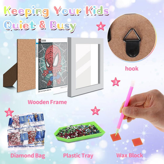 KOJEFCV kids diamond art on canvas 7x7, beginner-friendly coloring fun.