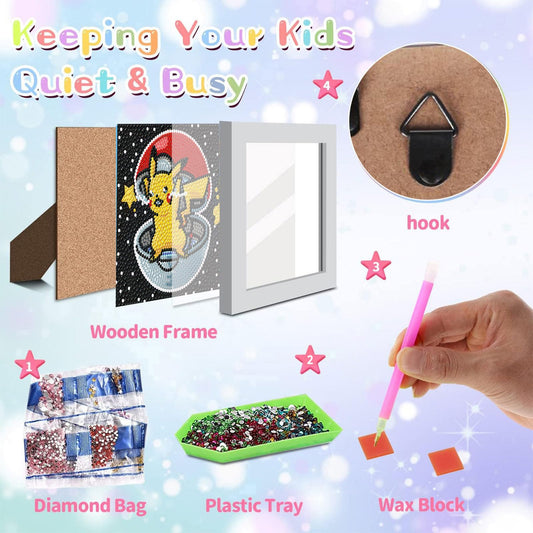 KOJEFCV kids diamond painting kit with beginner-friendly tools.