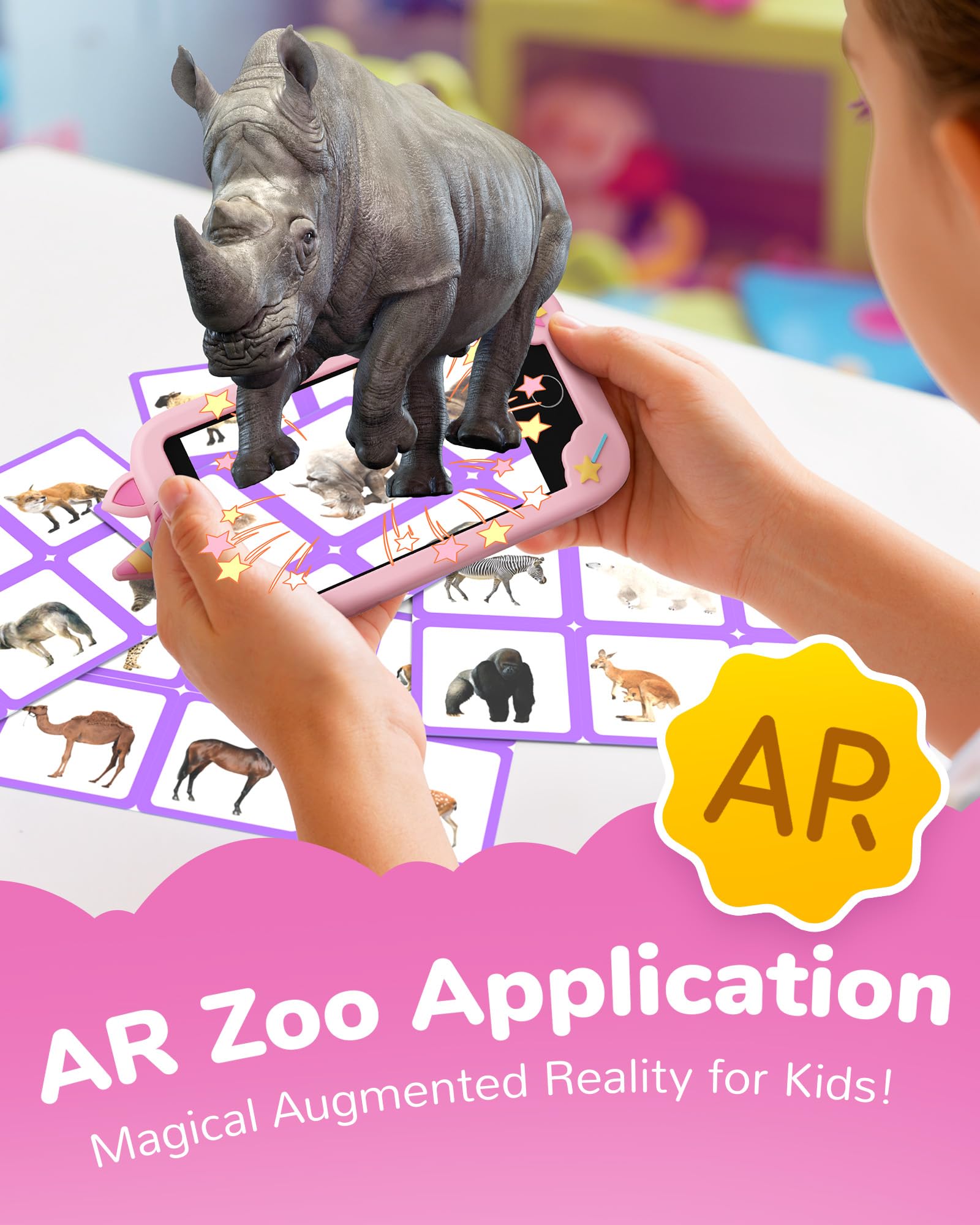 KOKODI AR Zoo feature provides a vivid 3D learning experience.
