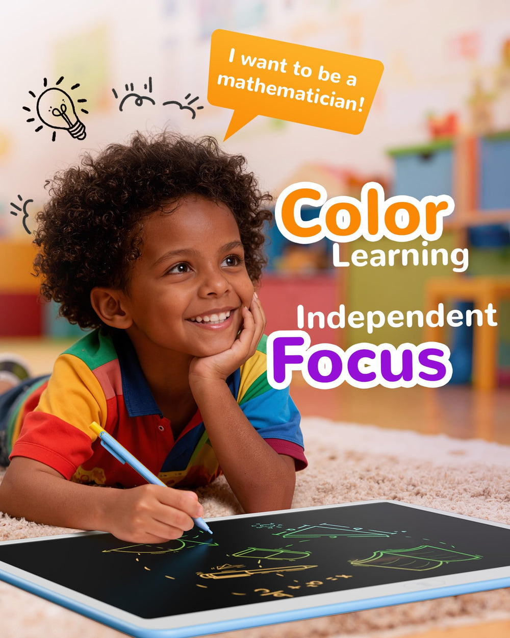 KOKODI blue doodle board designed as an educational toy for ages 3-6.