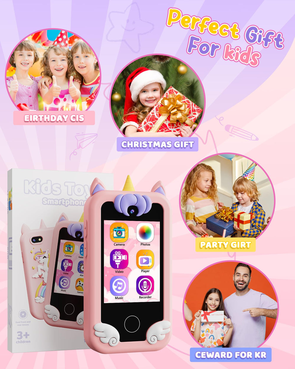 KOKODI Kids Phone packaging with 8GB SD card included.