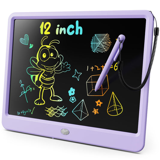 KOKODI LCD writing tablet 12-inch purple front view for portable learning.