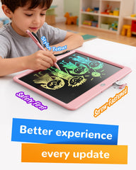 KOKODI LCD Writing Tablet closeup of erase button for quick screen clearing.