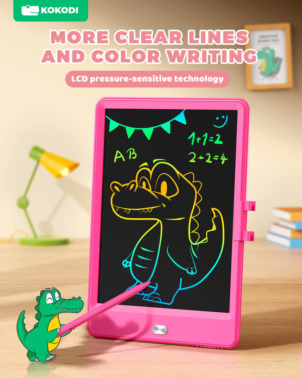 KOKODI LCD Writing Tablet erase button and lock keep moments while reducing paper waste