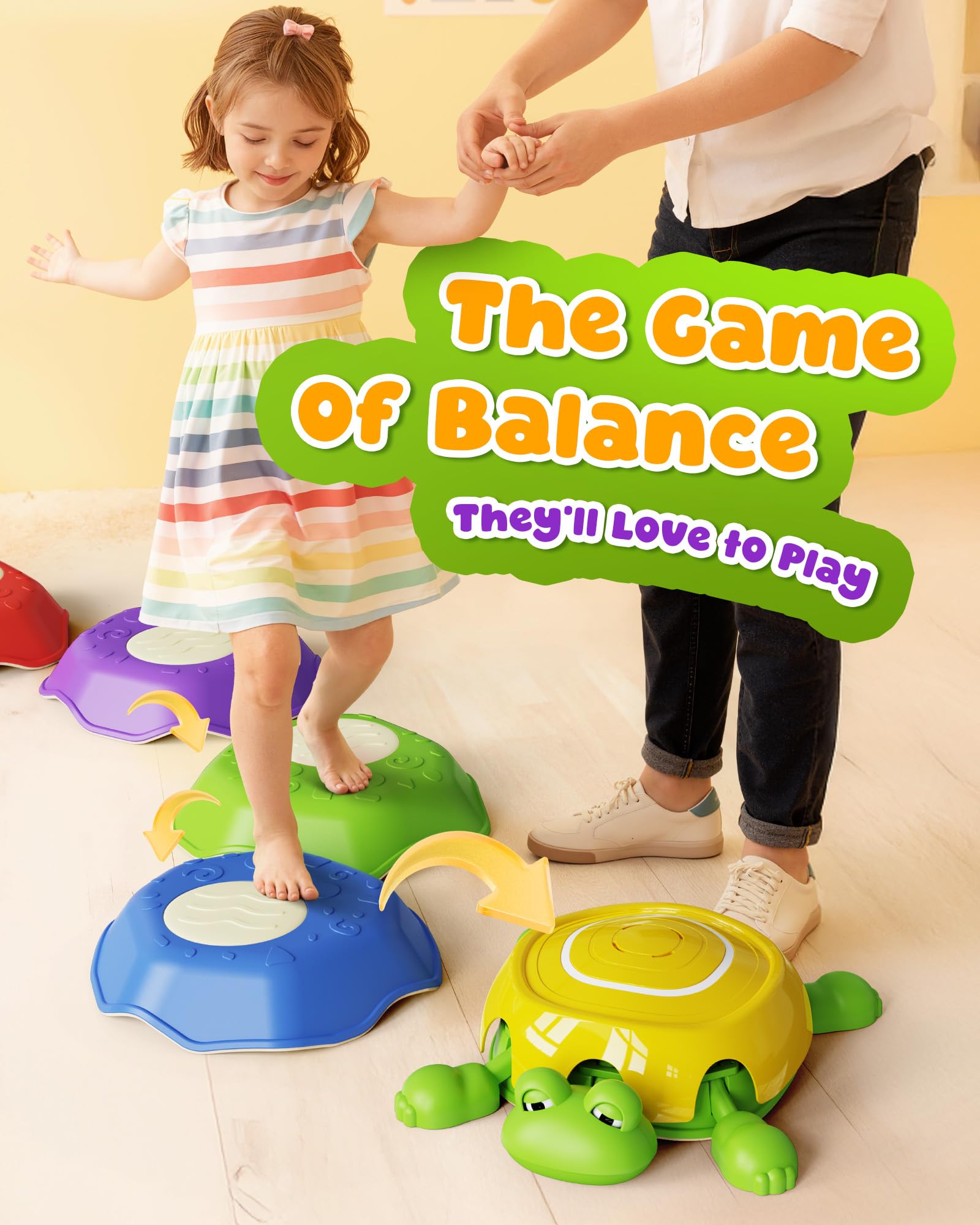KOKODI stepping stones pattern play creates varying balance challenges