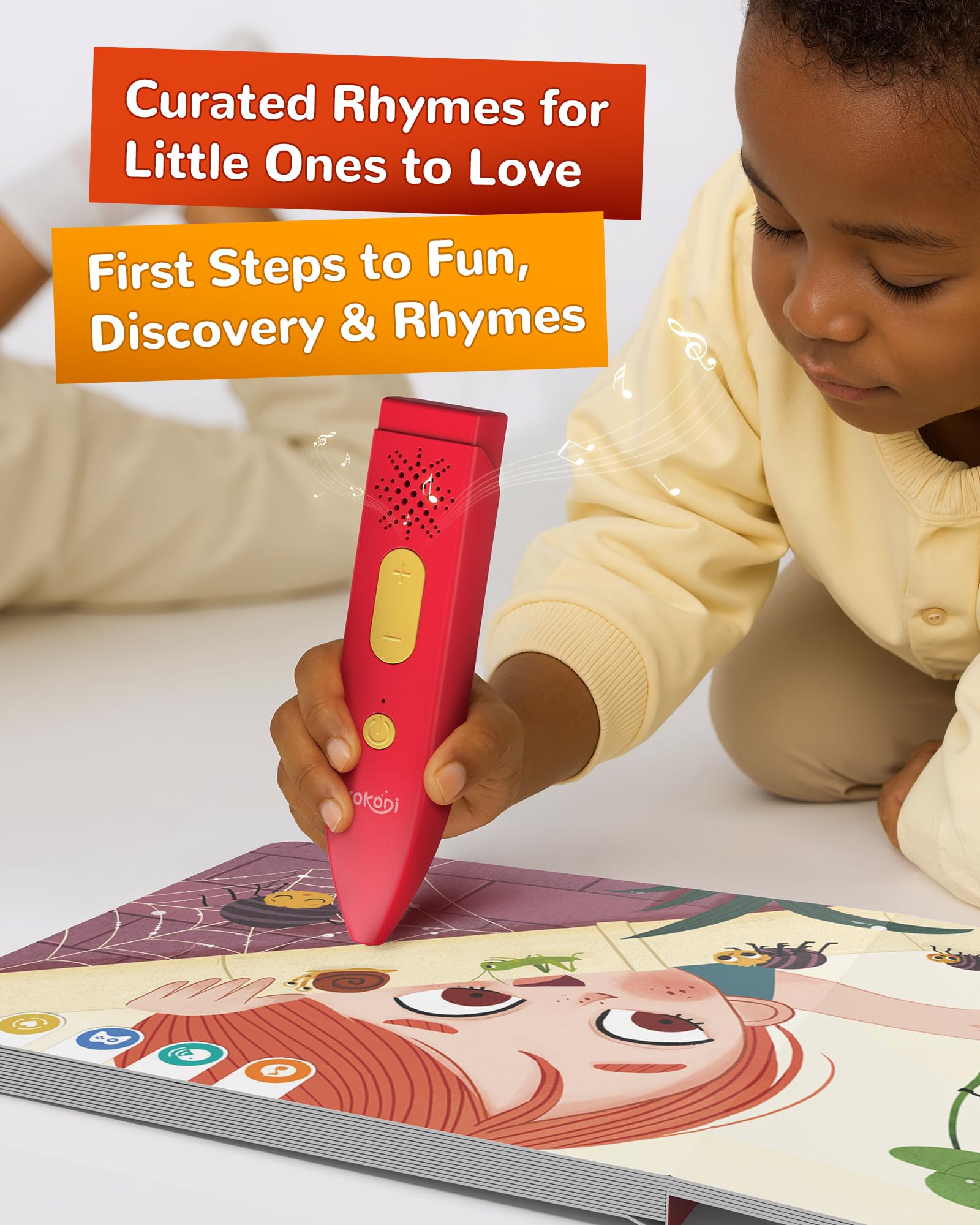 KOKODI reading pen used by a child during travel for learning.