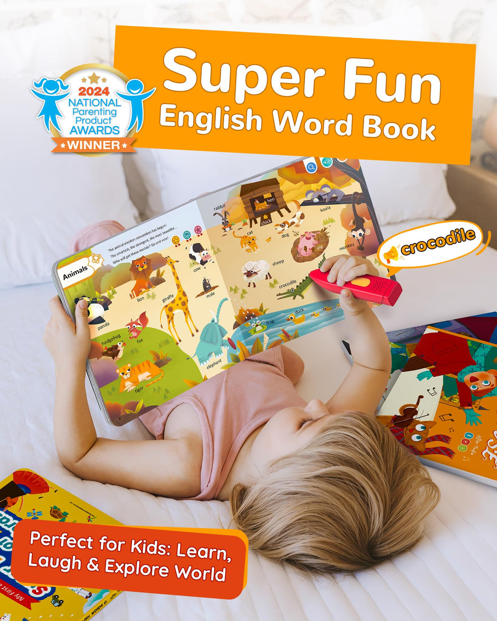 KOKODI nursery rhyme book open with playful sound effects and rhymes.