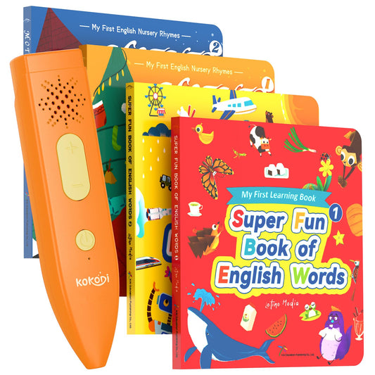 KOKODI Talking Pen on a book page for independent reading and early language practice.