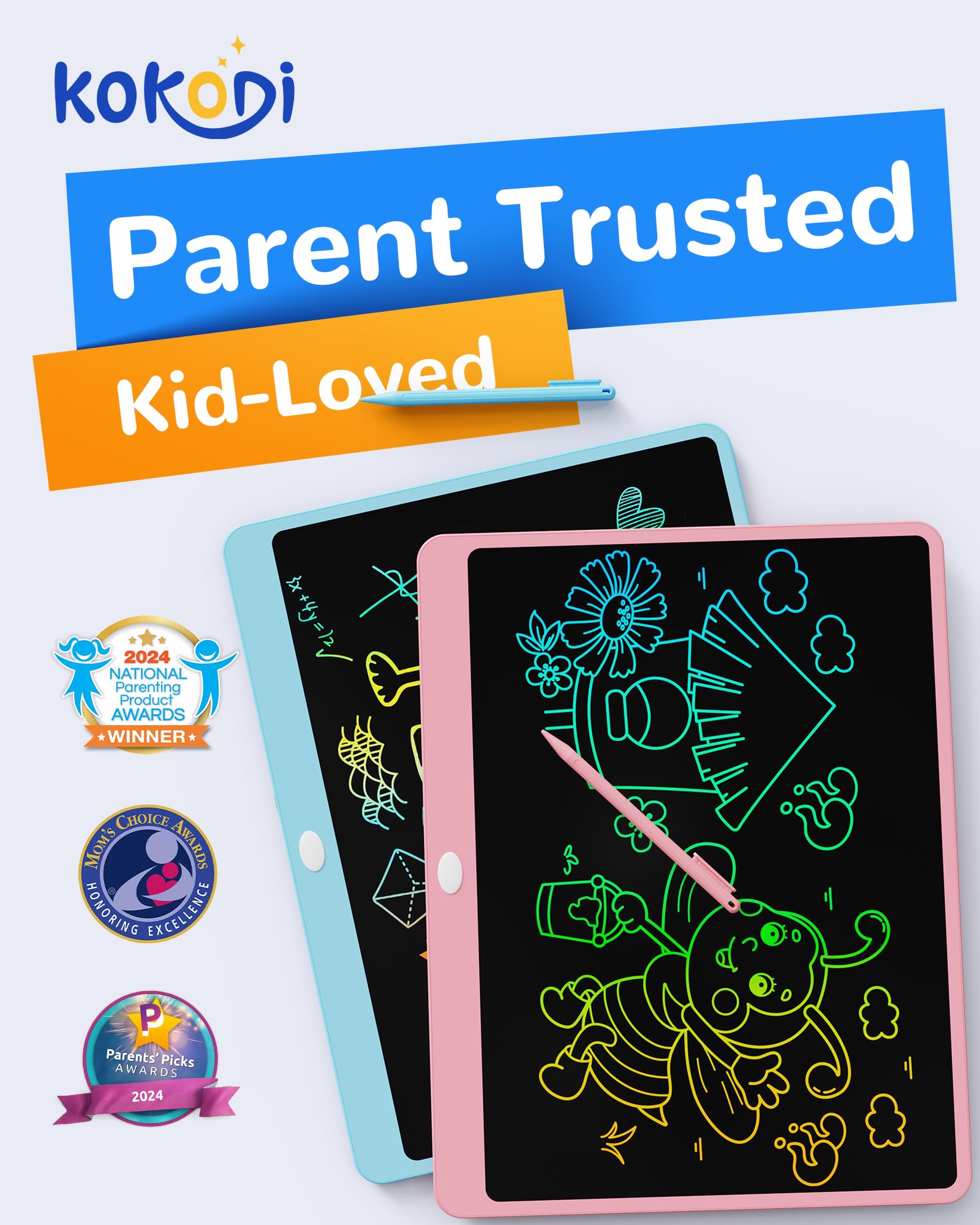 KOKODI toddler doodle board with a safe design ideal for preschool practice.