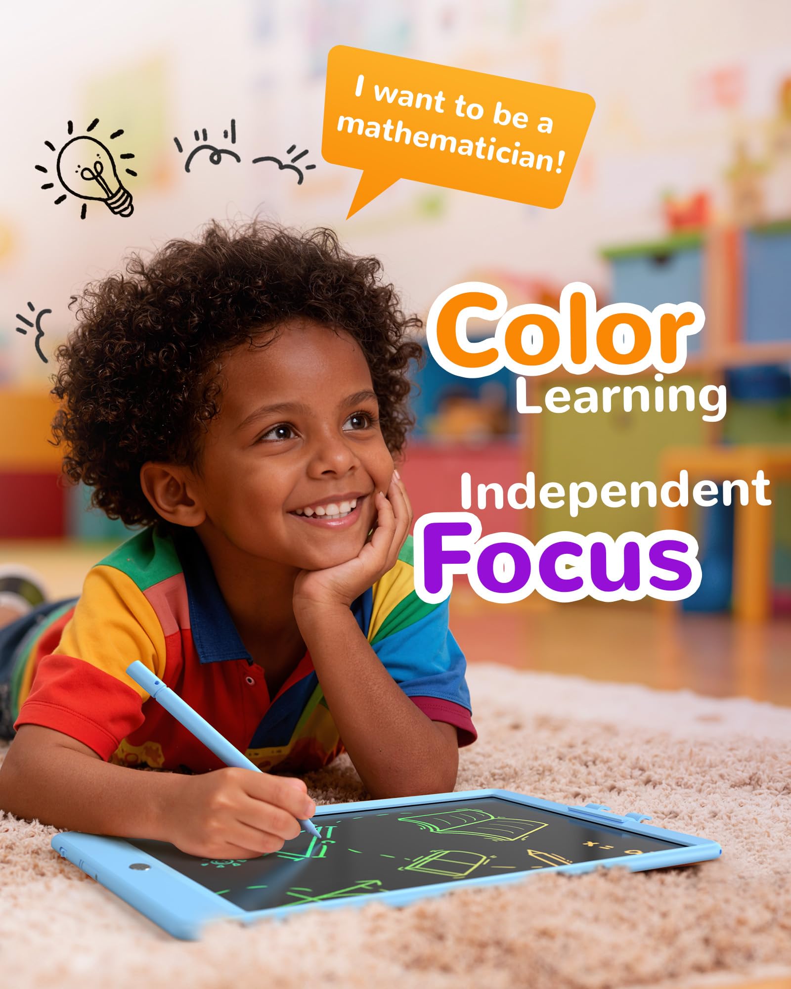 KOKODI travel-friendly doodle board with rounded corners for kids on the go.