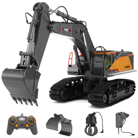 kolegend 1-14 RC excavator front view with realistic construction details