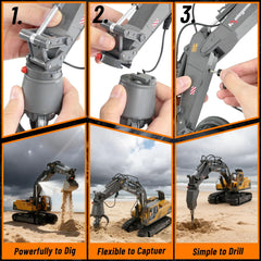 Kolegend all-terrain excavator with rubber tracks navigates gravel and sand.