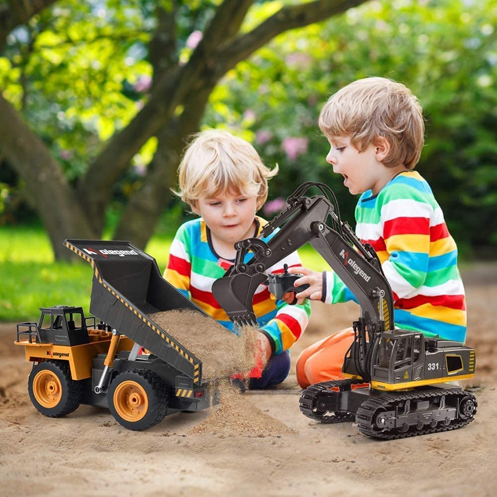 kolegend kids playing with rc truck indoors and outdoors