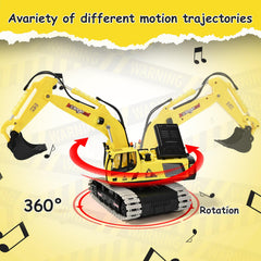 kolegend RC excavator toy digging-action demonstrates real-like sand digging