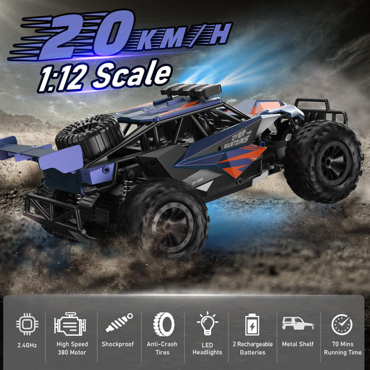 Kolegend RC truck with LED headlights for night-time fun