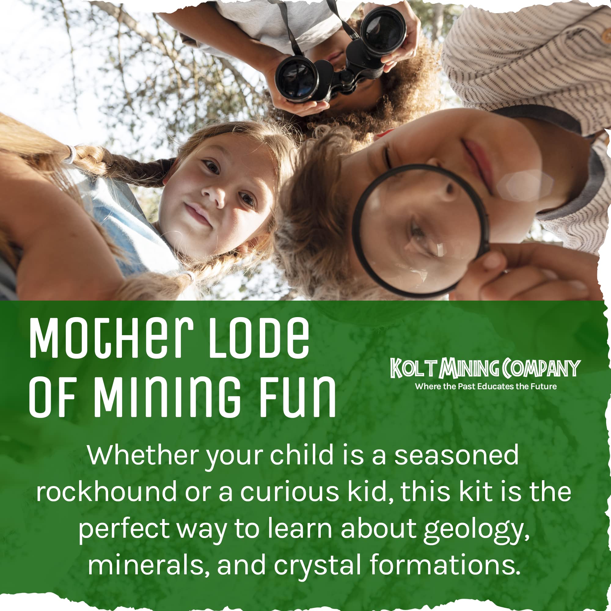 Kolt Mining gemstone mix offers colorful sparkles to examine mineral varieties.