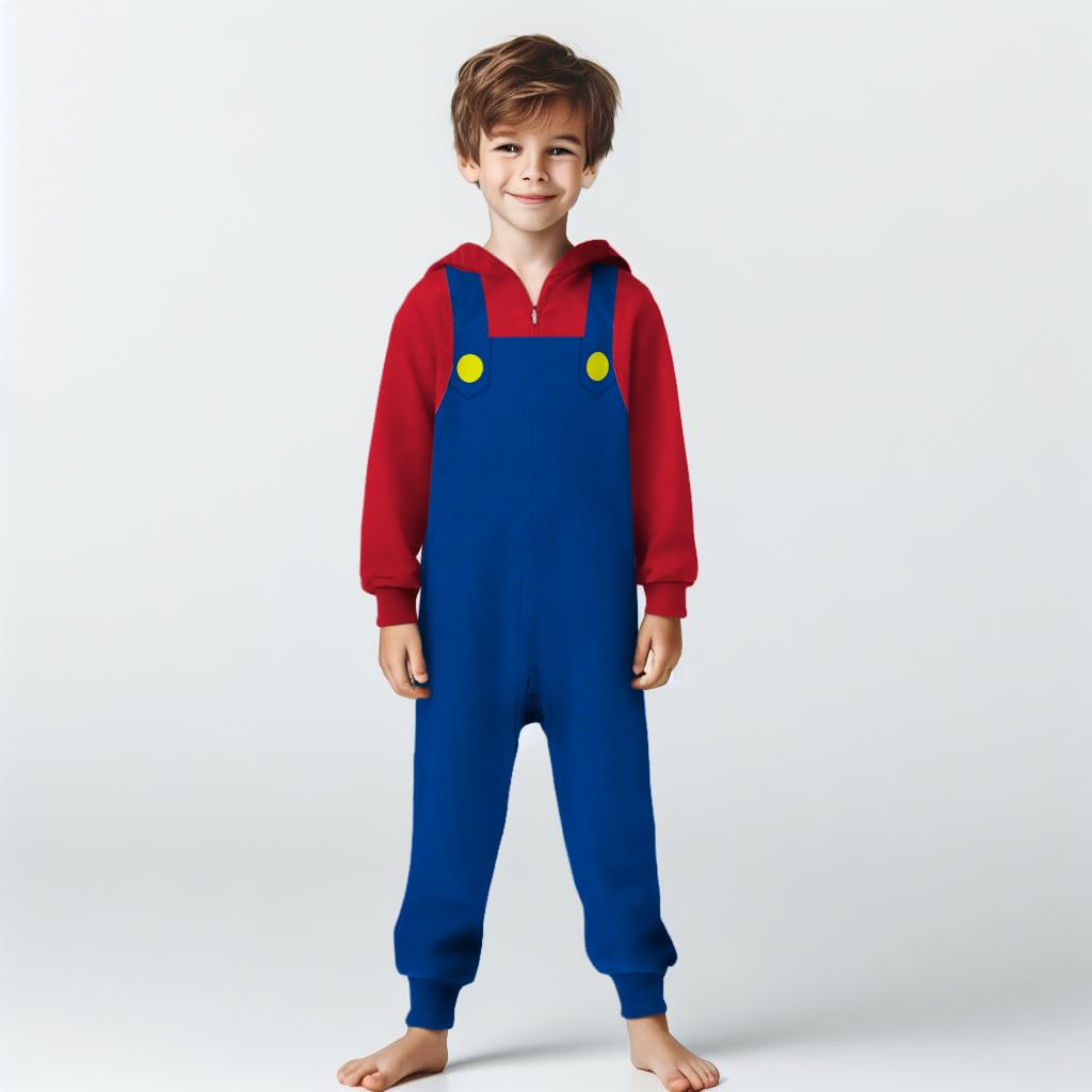 Back view of Komar Kids Super Mario onesie with full length zipper
