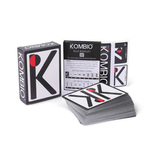 KOMBIO all-in-one card game cover for quick family play.