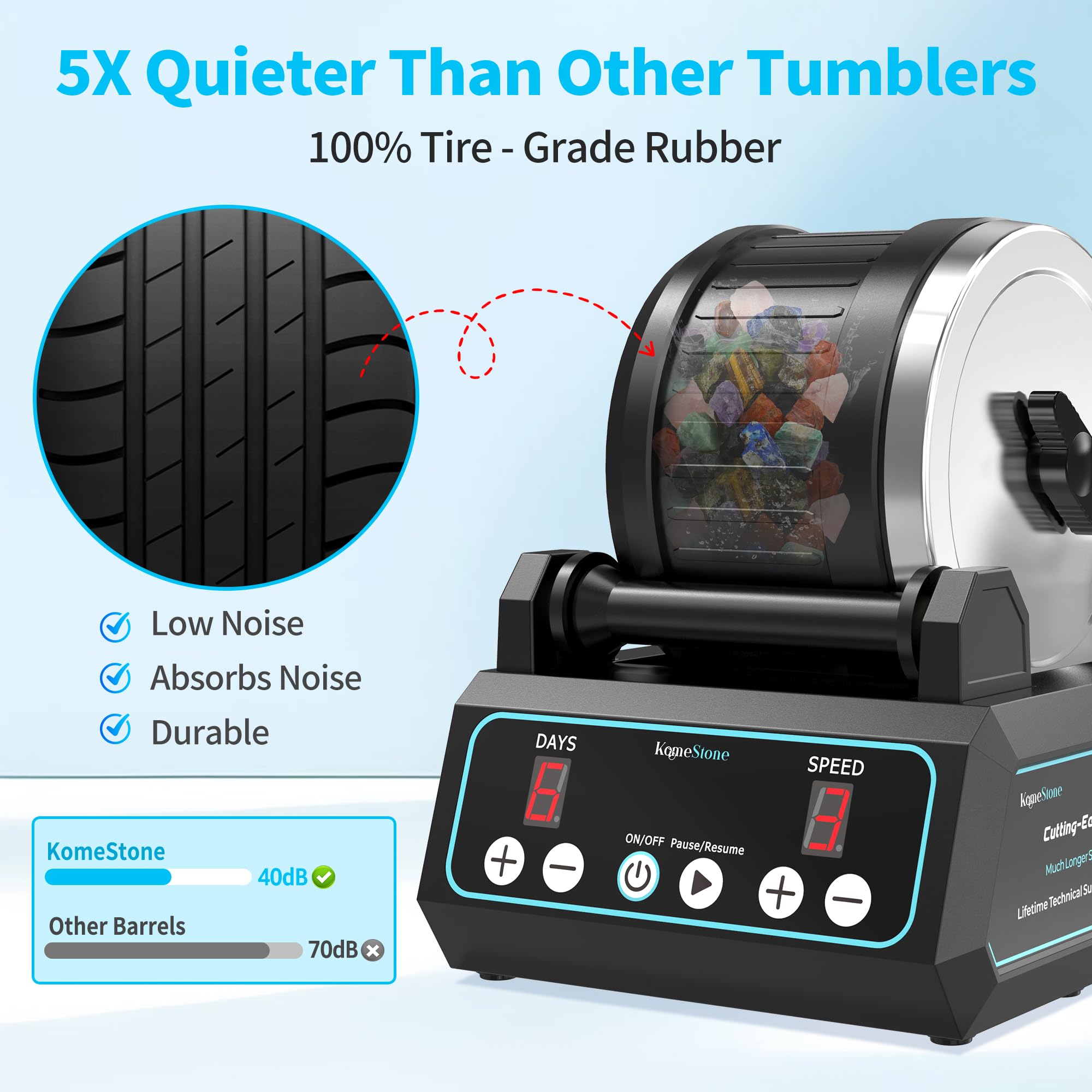 KomeStone K1 Pro soft rubber barrel reduces impact and noise