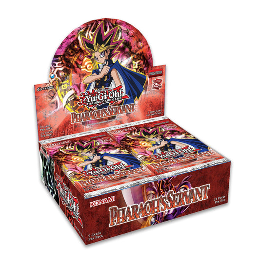 Konami Pharaoh's Servant booster box front view, ideal for collectors seeking iconic cards.
