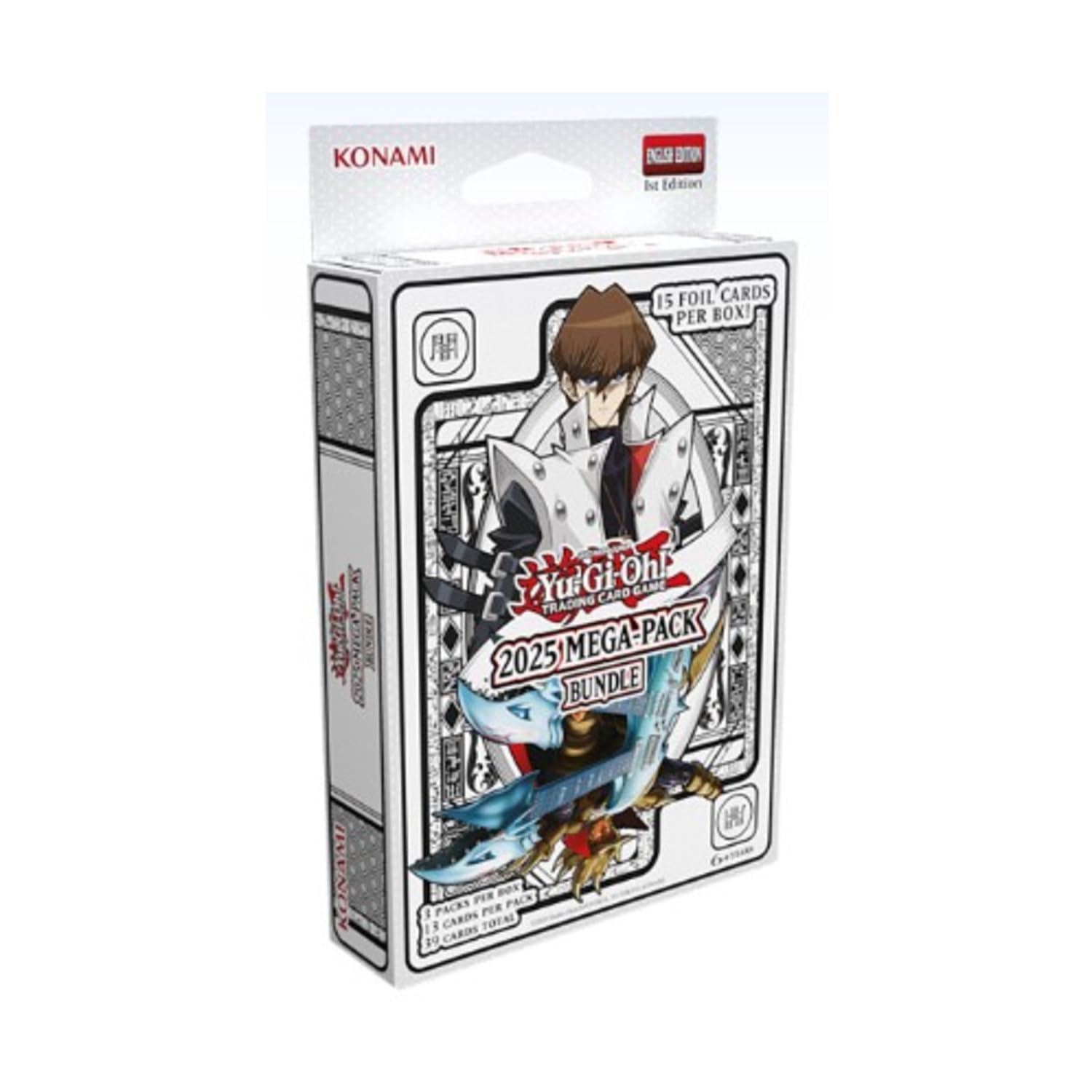 Konami Yu-Gi-Oh! 2025 Mega Pack foil cards closeup invites strategic collection and display.