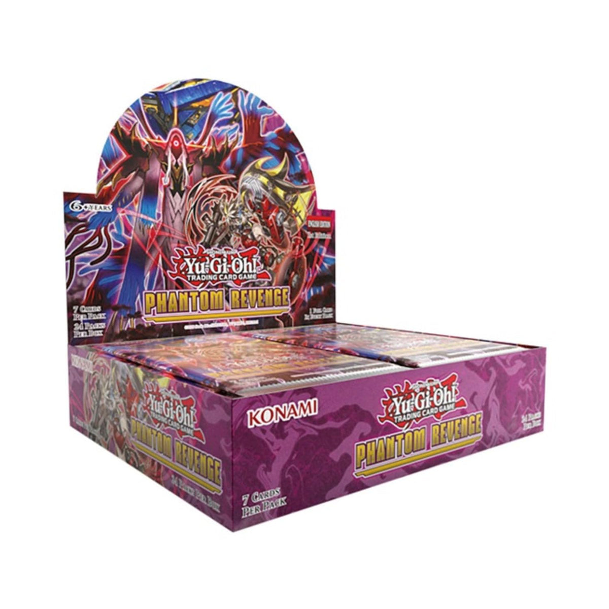 Konami Yu-Gi-Oh Phantom Revenge booster box front view highlights potential collector's rares and Starlight Rare pulls.