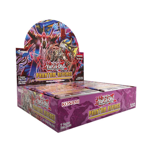 Konami Yu-Gi-Oh Phantom Revenge booster box front view highlights potential collector's rares and Starlight Rare pulls.