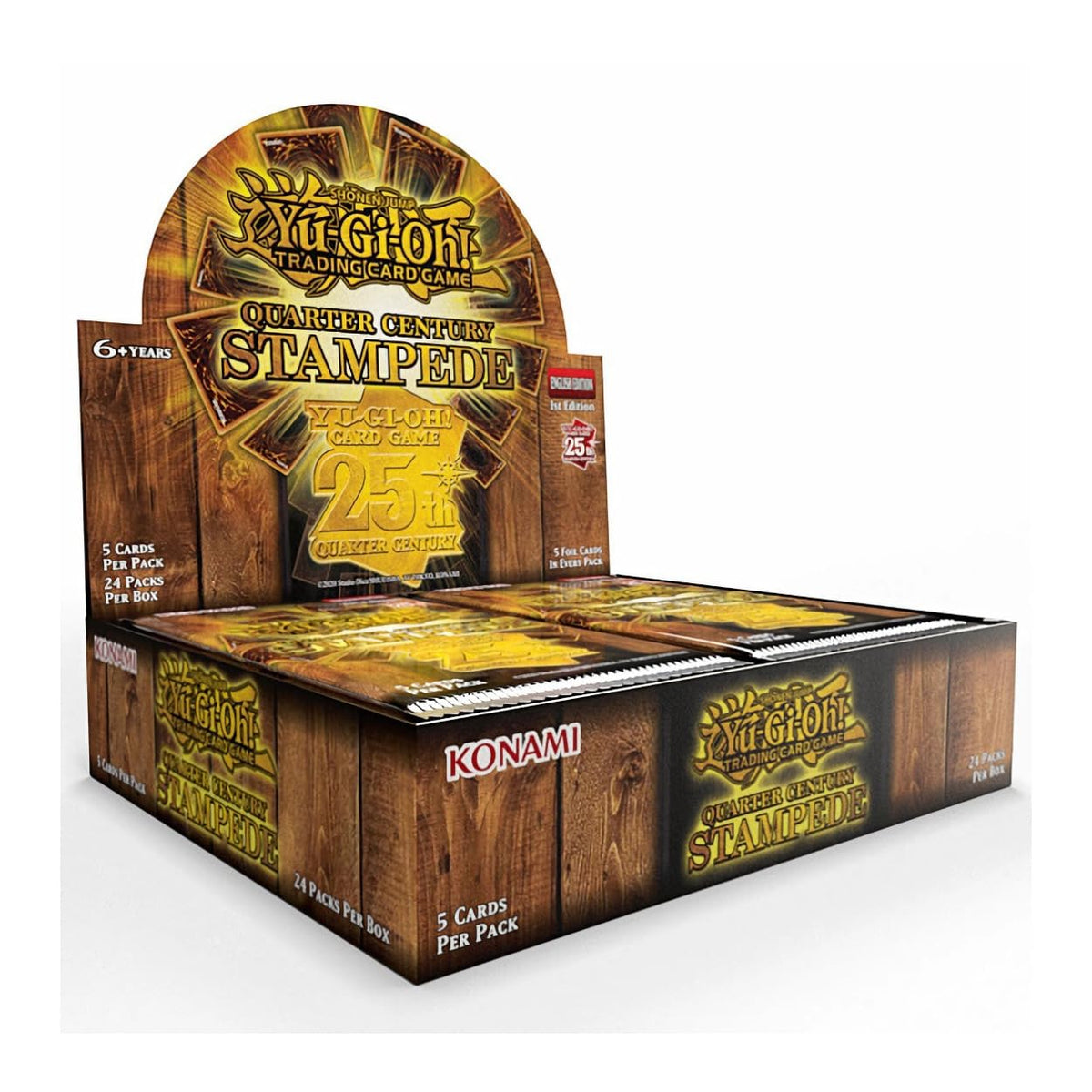 Konami Yu-Gi-Oh! Quarter Century Stampede booster box with art and potential Luxury Secret Rare.