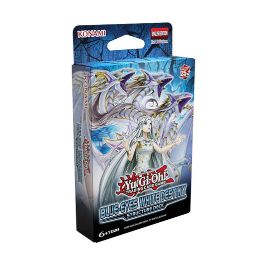 Konami Yugioh Blue-Eyes White Destiny deck front card art, ideal for display and collection.