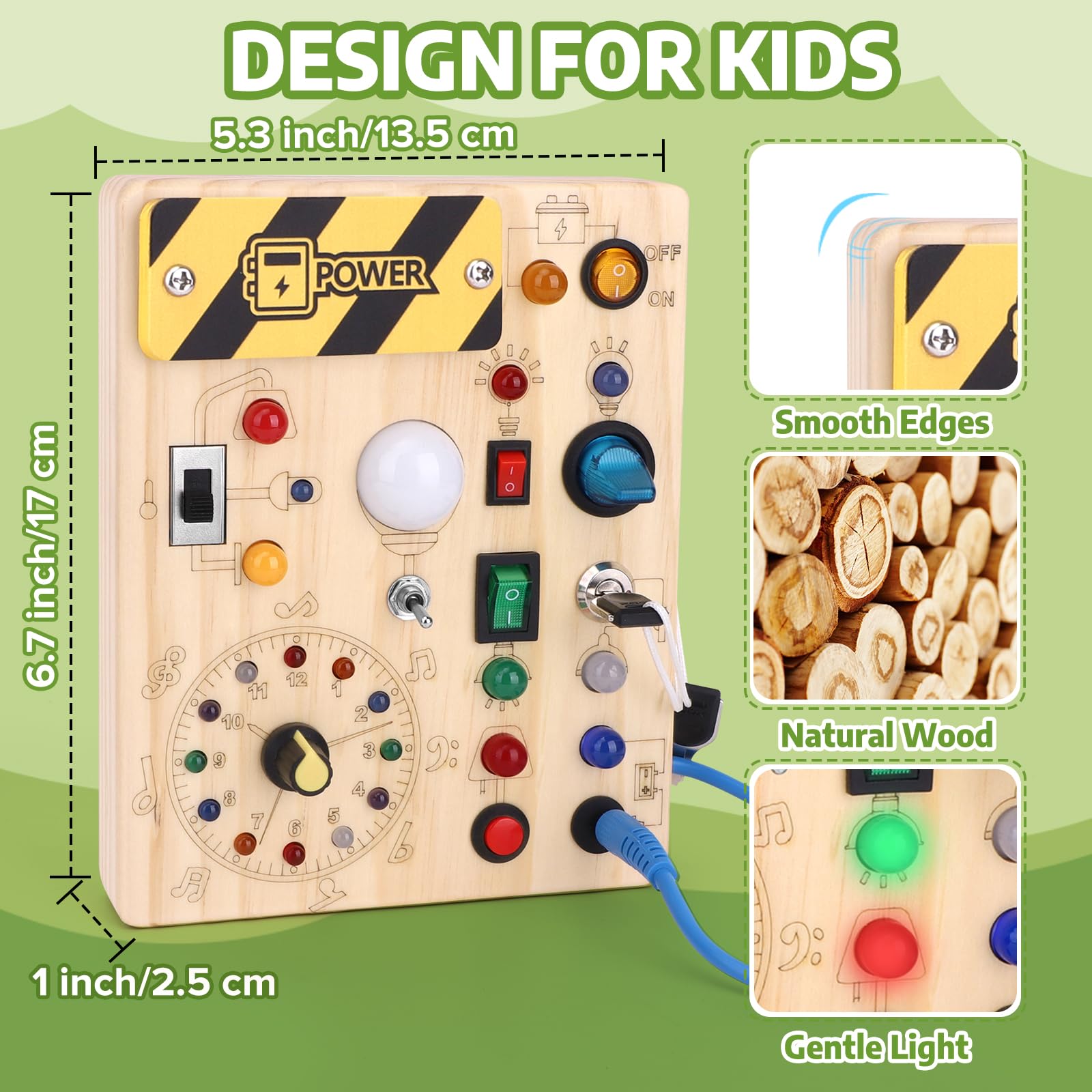 Konijiwa Busy Board made from eco-friendly wood with smooth edges for safe exploration.