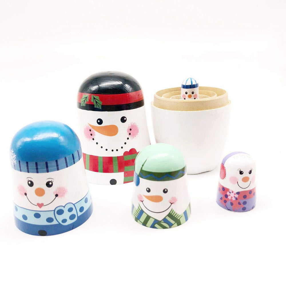 Konrisa snowman dolls in open-close action, easy for kids to participate.