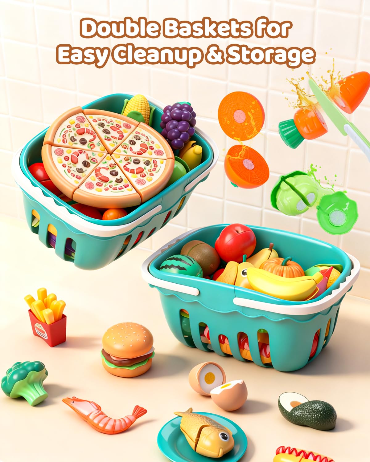 Plates, knives, and utensils from KONYXALU for organized pretend meals