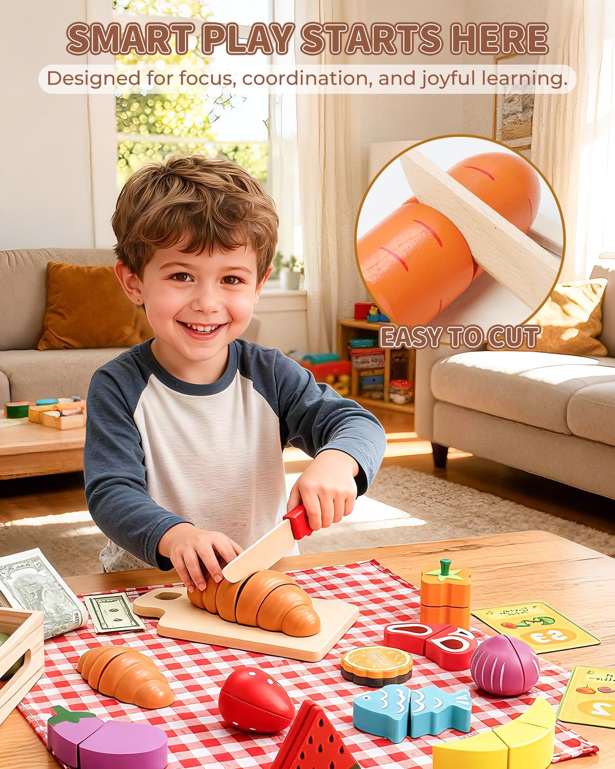 KONYXALU Montessori sorting storage boxes encourage category-based organization