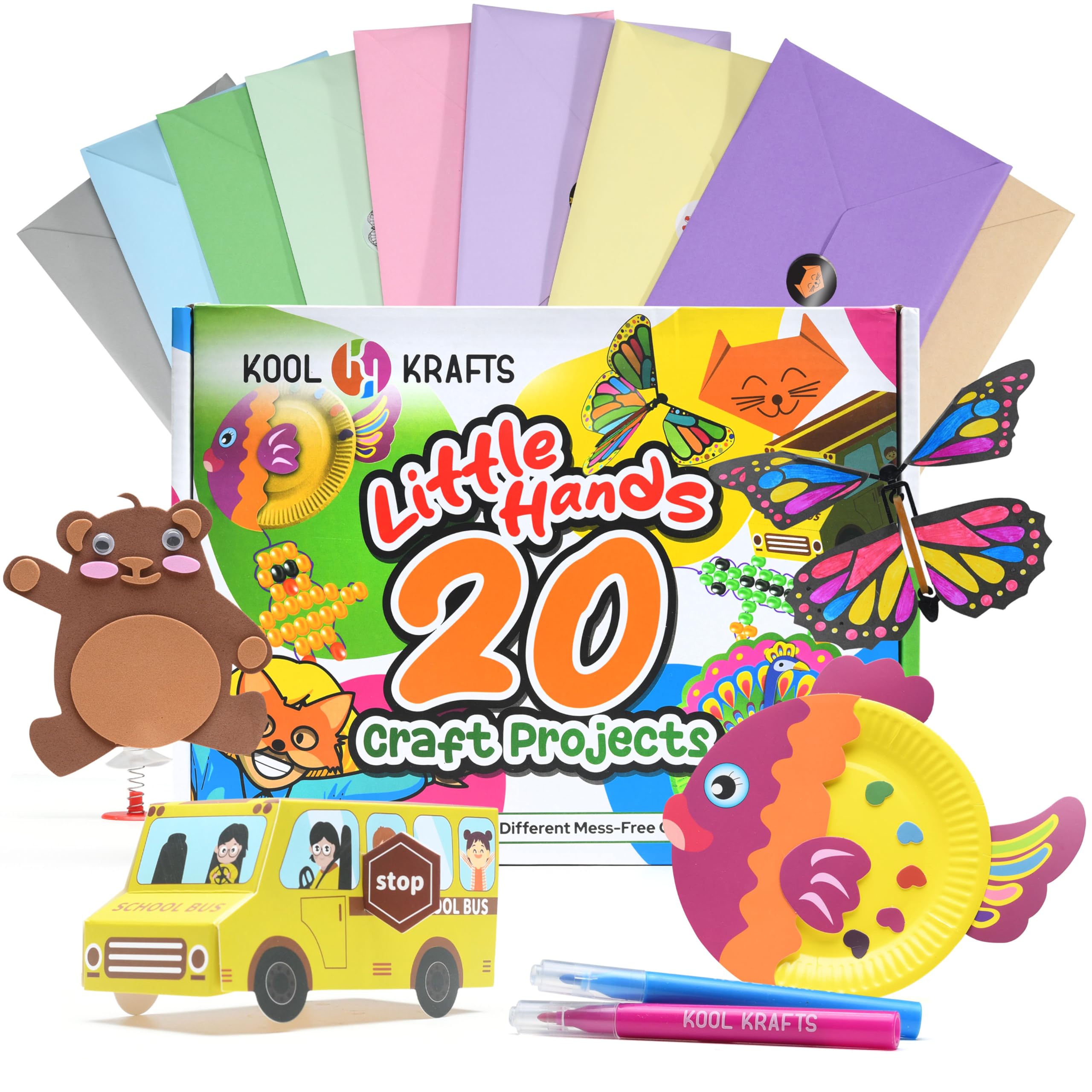 KOOL KRAFTS 20-project kit front view for kids' on-the-go creativity