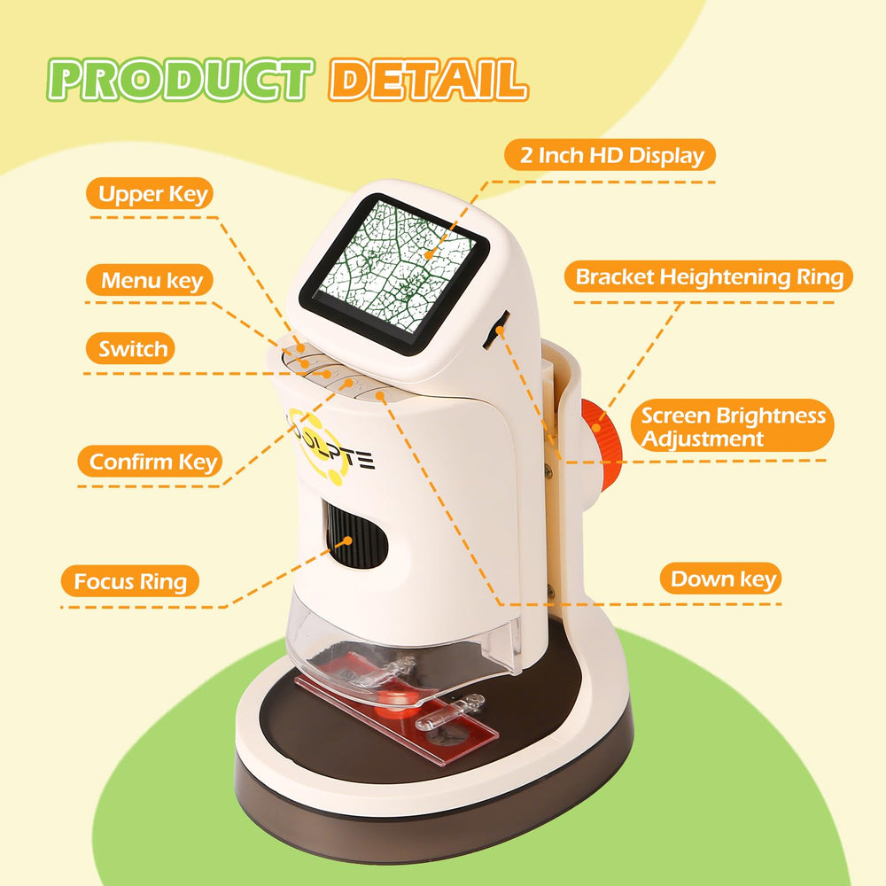 Koolpte Kids Microscope includes a 32 GB TF card to save discoveries.