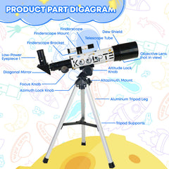 Koolpte telescope eyepiece view reveals crisp celestial details for beginners.