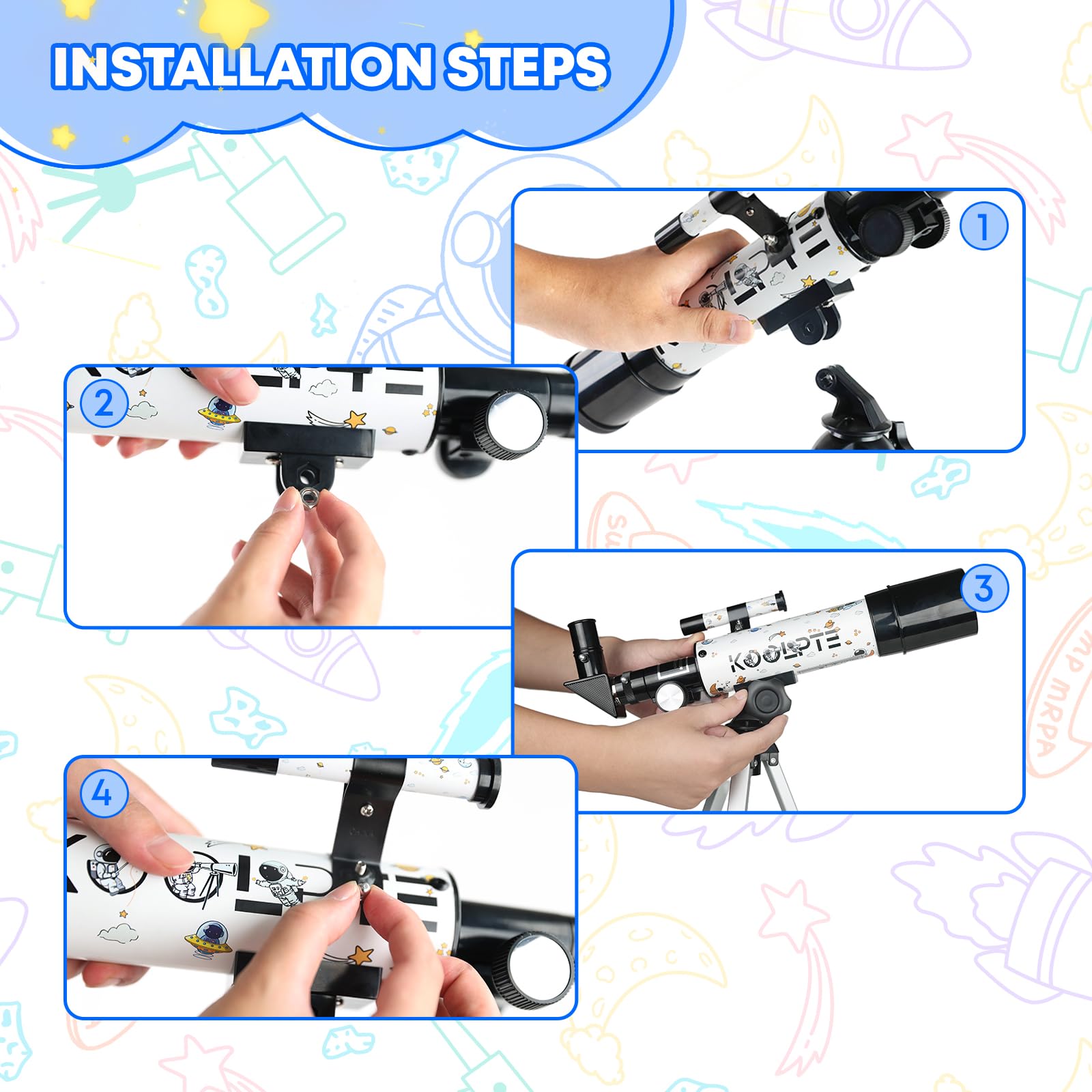 Koolpte telescope night-sky view suitable for family outdoor adventures.