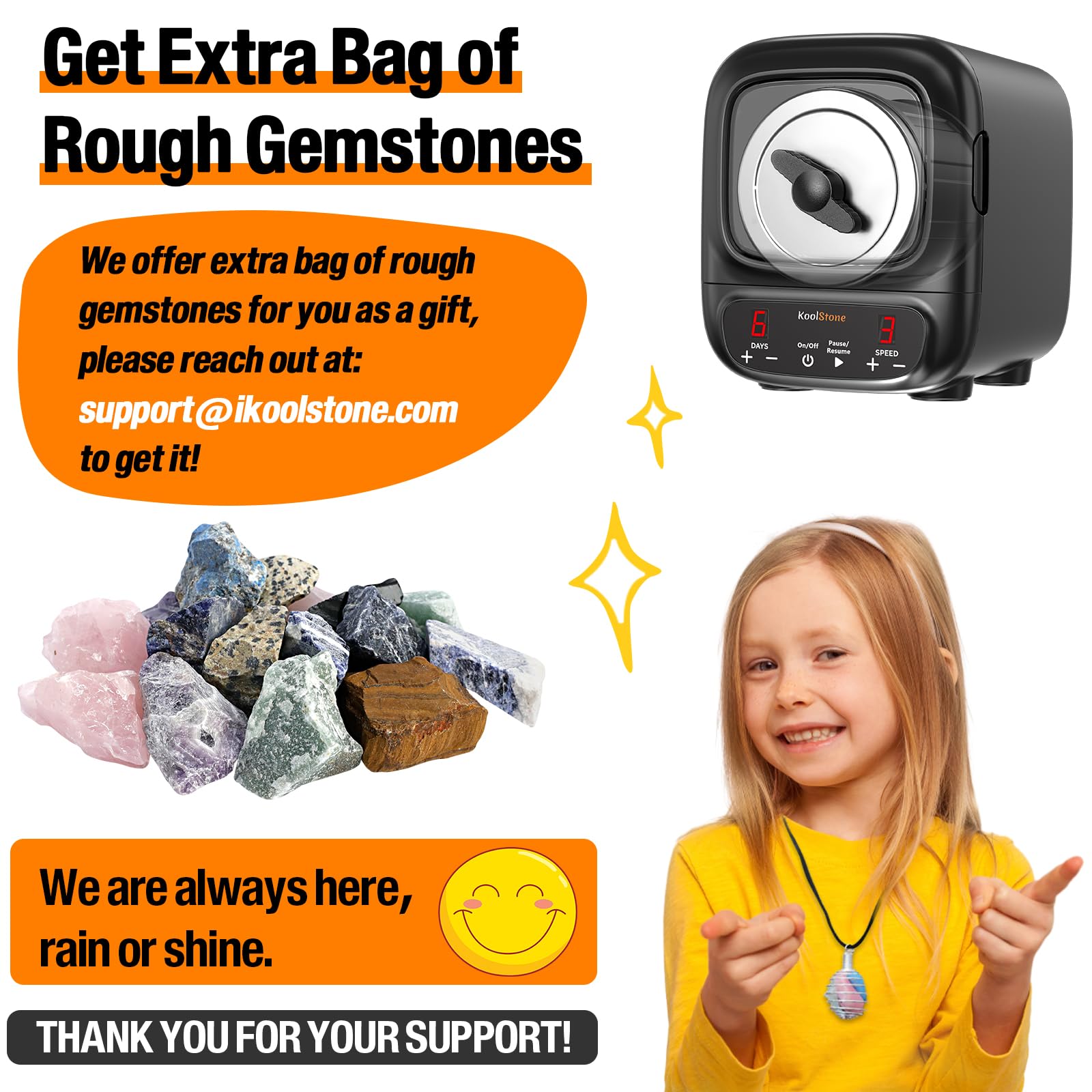 KoolStone C1 Pro Max gemstones and polishing kit ready for tumbling