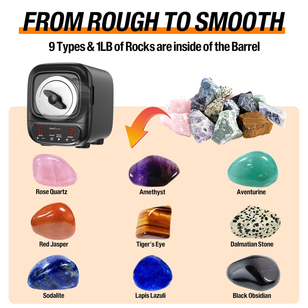 KoolStone C1 Pro Max included accessories layout for gemstone polishing