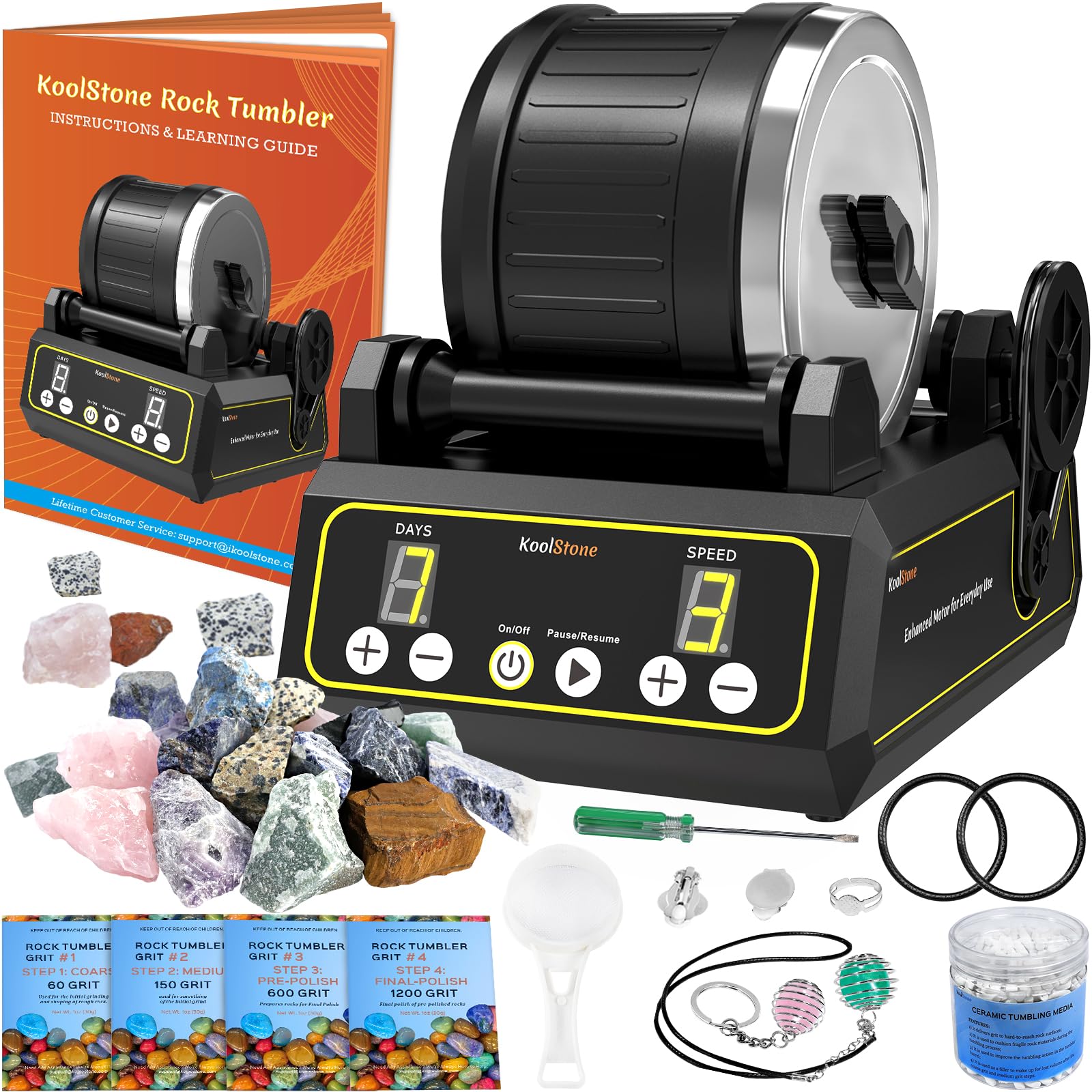 KoolStone C1 rock tumbler with 2.5lb capacity polishing rough rocks for gems
