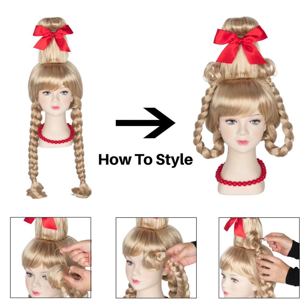 Koonfan Cindy wig worn by a kid for a playful look