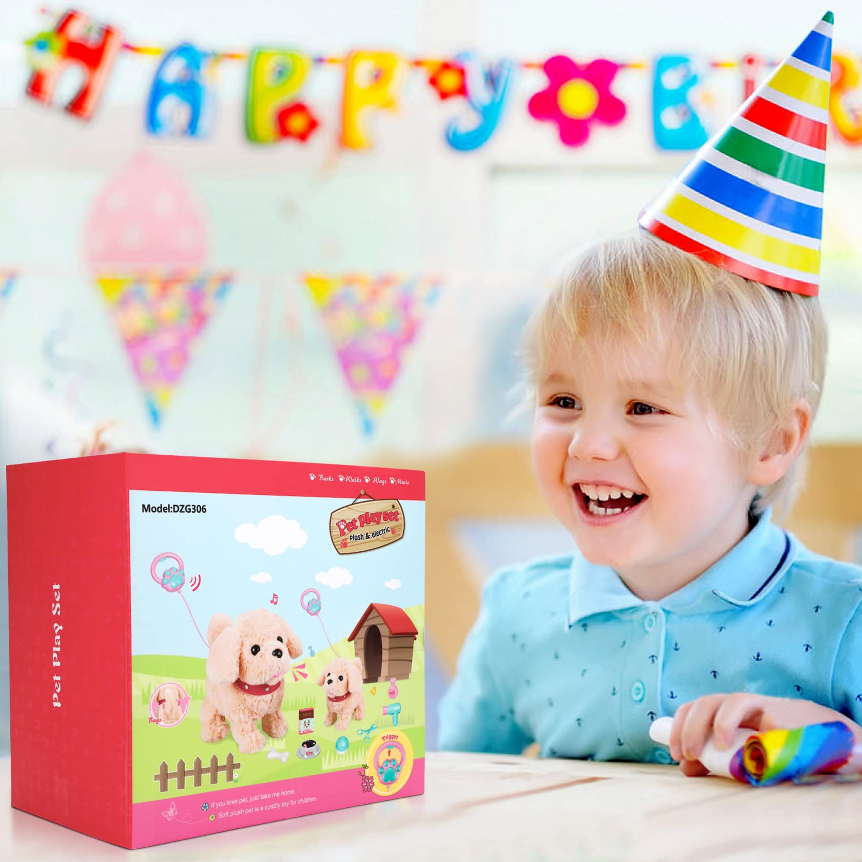 Koonie talking plush golden retriever remote control enables easy interaction.