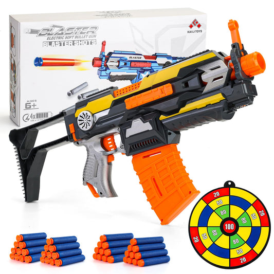 KooRare automatic toy gun front view depicting rapid-fire action for outdoor play