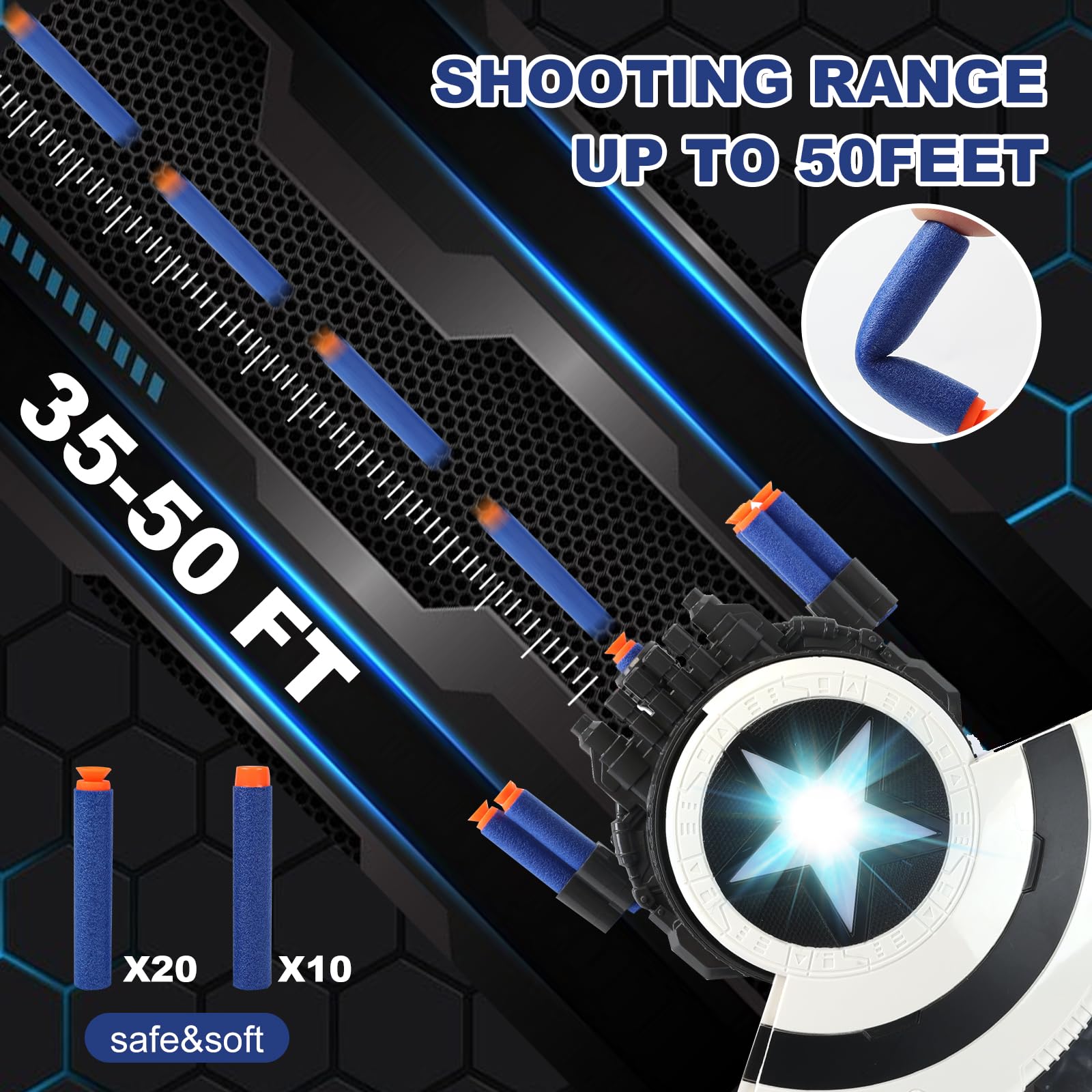 KooRare Shield Dart-Blaster foam darts with flexible hollow tips for safe reuse
