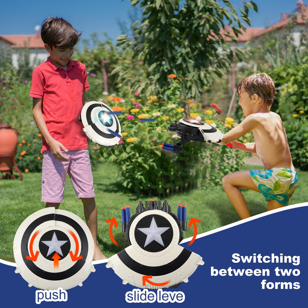 KooRare Shield Dart-Blaster in use during outdoor play sessions