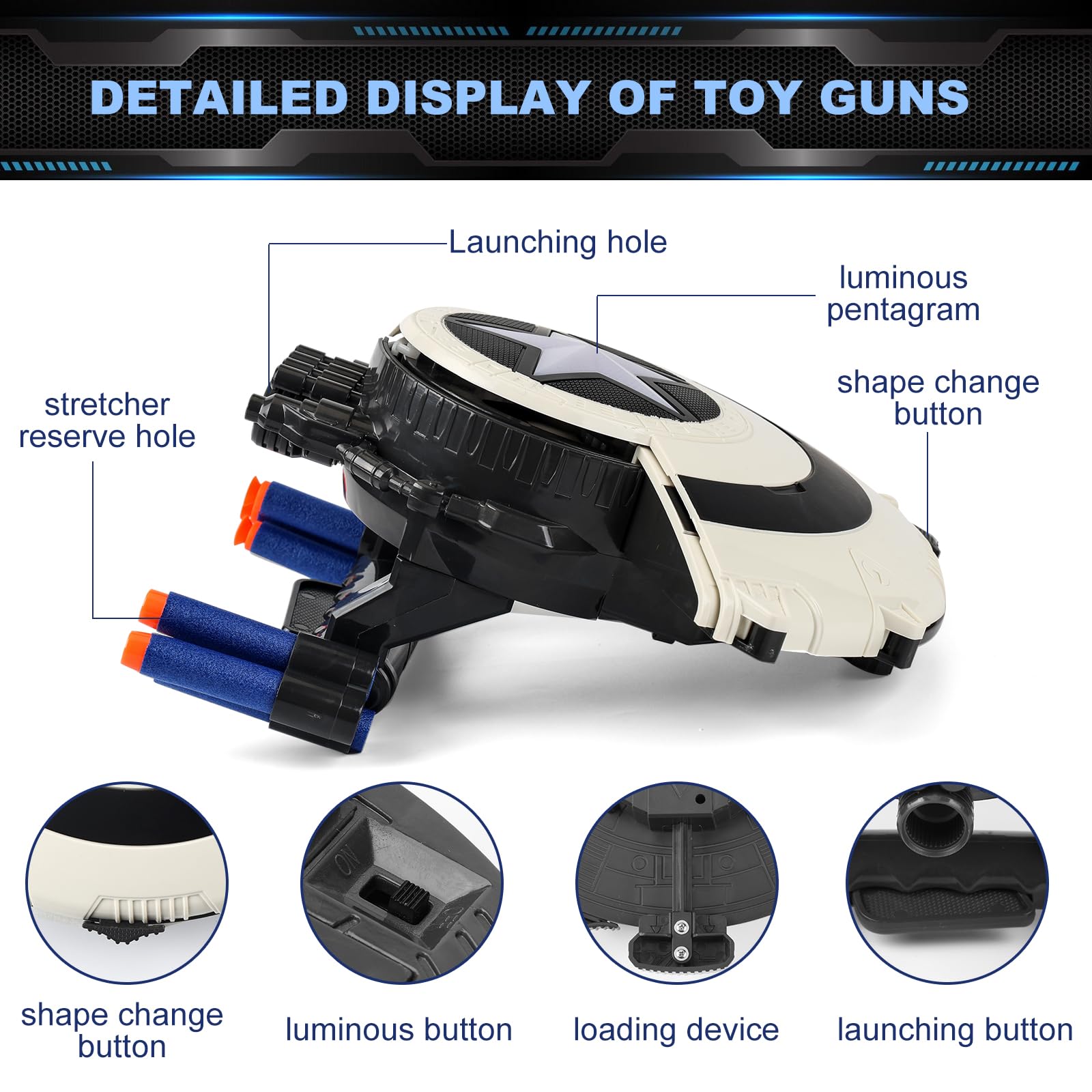 KooRare Shield Dart-Blaster with star light effect enhances nighttime pretend play
