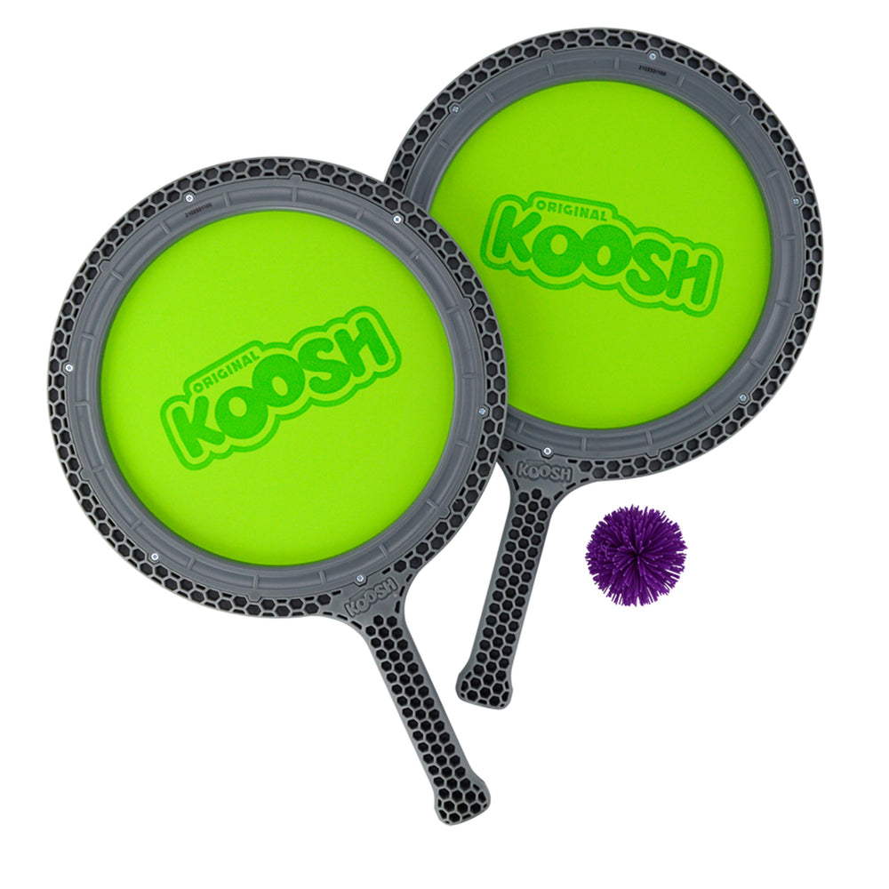 Koosh Double Paddle Playset paddles in action for portable fun