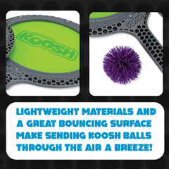 Two players enjoy a friendly match with the Koosh Paddle Playset